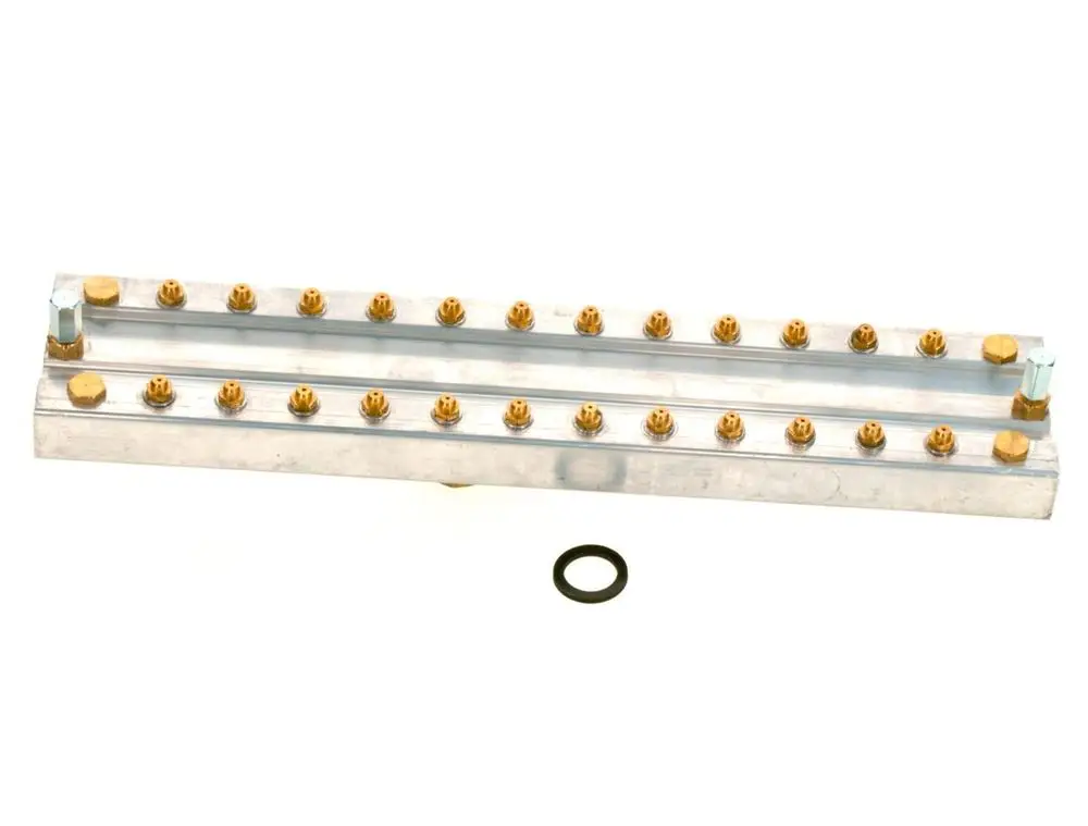 Düsenplatte aus Aluminium mit mehreren Messingdüsen, geeignet für Bosch Systeme. Eine Gummidichtung liegt bei.